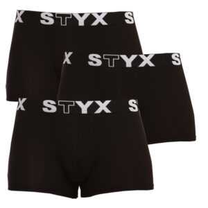 Styx 3PACK pánské boxerky Styx sportovní guma černé (G9606060) XXL