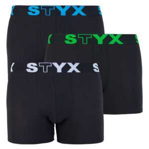 Styx 3PACK pánské boxerky Styx long sportovní guma černé (U9606162) L