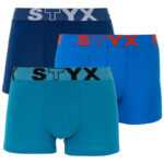 Styx 3PACK pánské boxerky Styx sportovní guma modré (G9676869) L