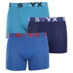 Styx 3PACK pánské boxerky Styx long sportovní guma modré (U9676869) L