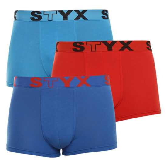 Styx 3PACK pánské boxerky Styx sportovní guma vícebarevné (G9676964) S