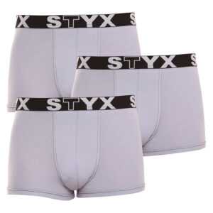 Styx 3PACK pánské boxerky Styx sportovní guma šedé (G10676767) S