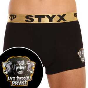 Styx Pánské boxerky Styx / KTV sportovní guma černé - zlatá guma (GTZL960) XXL