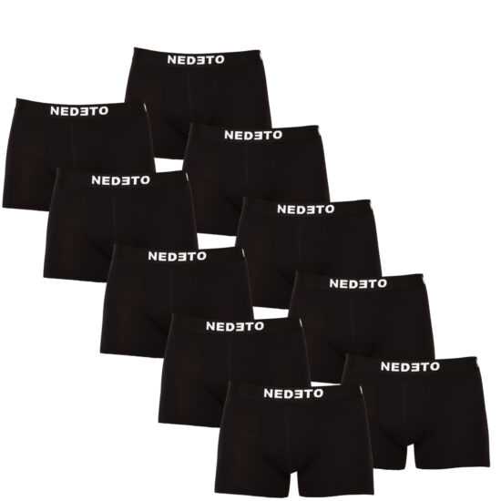 Nedeto 10PACK pánské boxerky Nedeto černé (10NDTB001-brand) XL