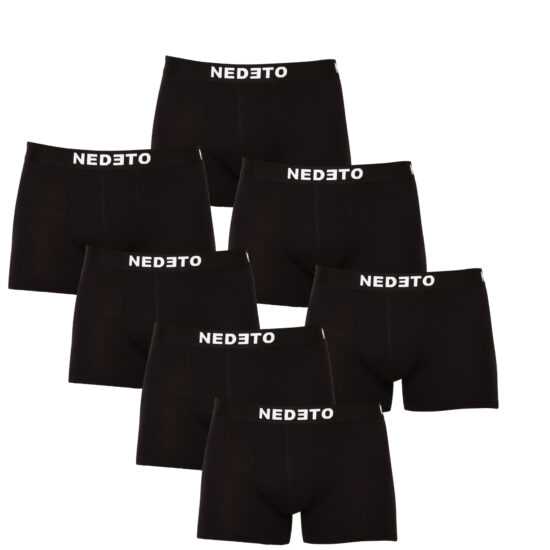 Nedeto 7PACK pánské boxerky Nedeto černé (7NDTB001-brand) XXL