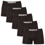 Nedeto 5PACK pánské boxerky Nedeto černé (5NDTB001-brand) XXL