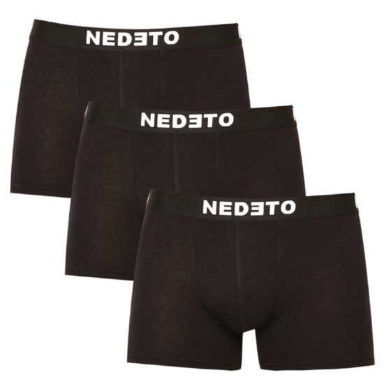 Nedeto 3PACK pánské boxerky Nedeto černé (3NDTB001-brand) XXL