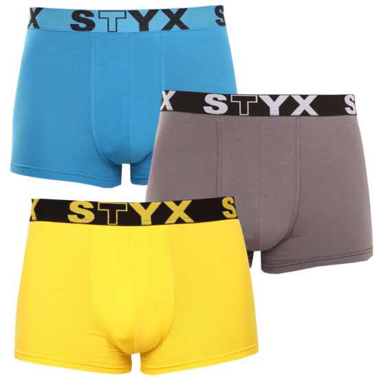 Styx 3PACK pánské boxerky Styx sportovní guma vícebarevné (G9696863) M