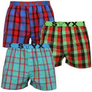 Styx 3PACK pánské trenky Styx sportovní guma vícebarevné (B9373839) XXL