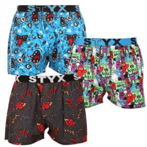 Styx 3PACK pánské trenky Styx art sportovní guma vícebarevné (3B14521) XL