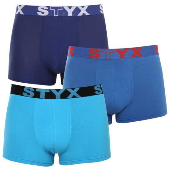 Styx 3PACK pánské boxerky Styx sportovní guma modré (3G96789) L