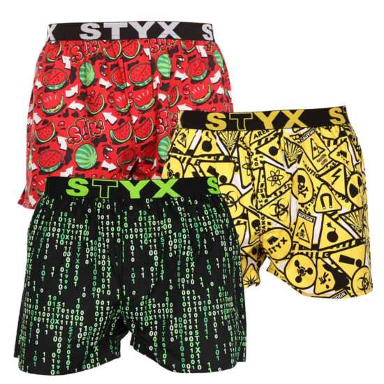 Styx 3PACK pánské trenky Styx art sportovní guma vícebarevné (3B11290) M