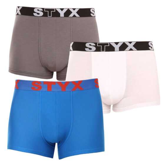 Styx 3PACK pánské boxerky Styx sportovní guma vícebarevné (3G10137) S