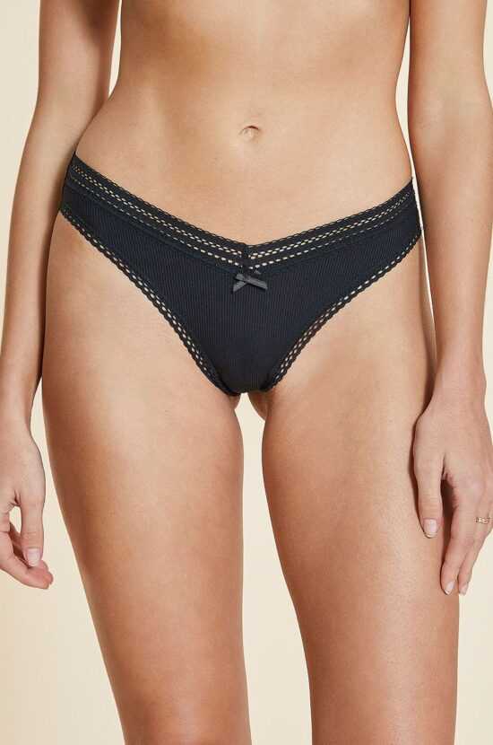 Etam Kalhotky Etam Power - Tanga V-shape - Noir černá barva