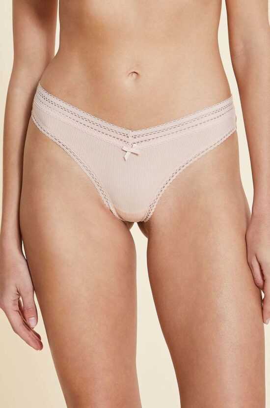 Etam Kalhotky Etam Power - Tanga V-shape - Naturel béžová barva