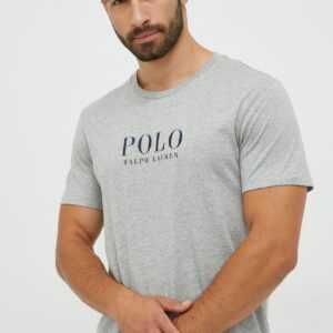 Polo Ralph Lauren Bavlněné pyžamové tričko Polo Ralph Lauren šedá barva