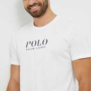 Polo Ralph Lauren Bavlněné pyžamové tričko Polo Ralph Lauren bílá barva