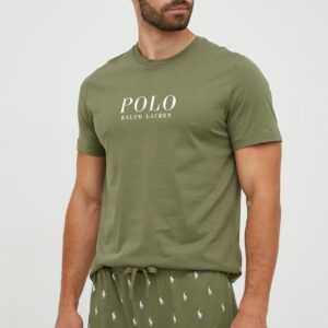 Polo Ralph Lauren Bavlněné pyžamové tričko Polo Ralph Lauren zelená barva