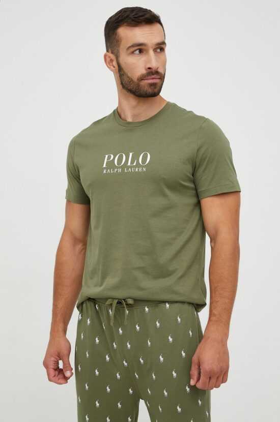 Polo Ralph Lauren Bavlněné pyžamové tričko Polo Ralph Lauren zelená barva