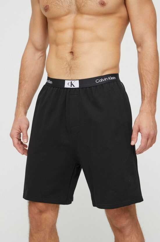 Calvin Klein Underwear Bavlněné pyžamové šortky Calvin Klein Underwear černá barva